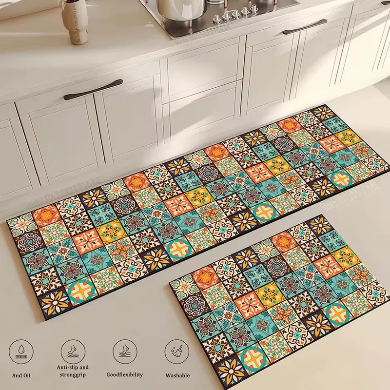 Tapis de cuisine 2 pièces mosaïque grand format 