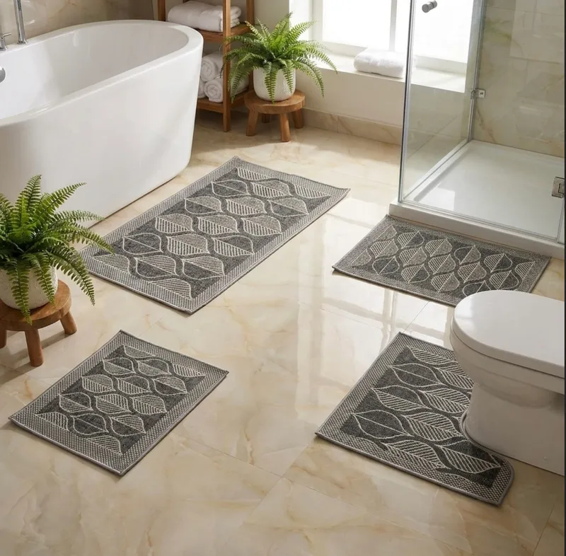 Tapis salle de bain 3 pièces grand format 