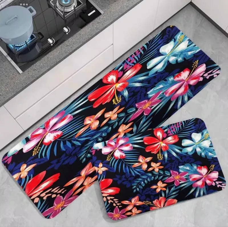 Tapis 2 pièces anti dérapant absorbant motifs 2D