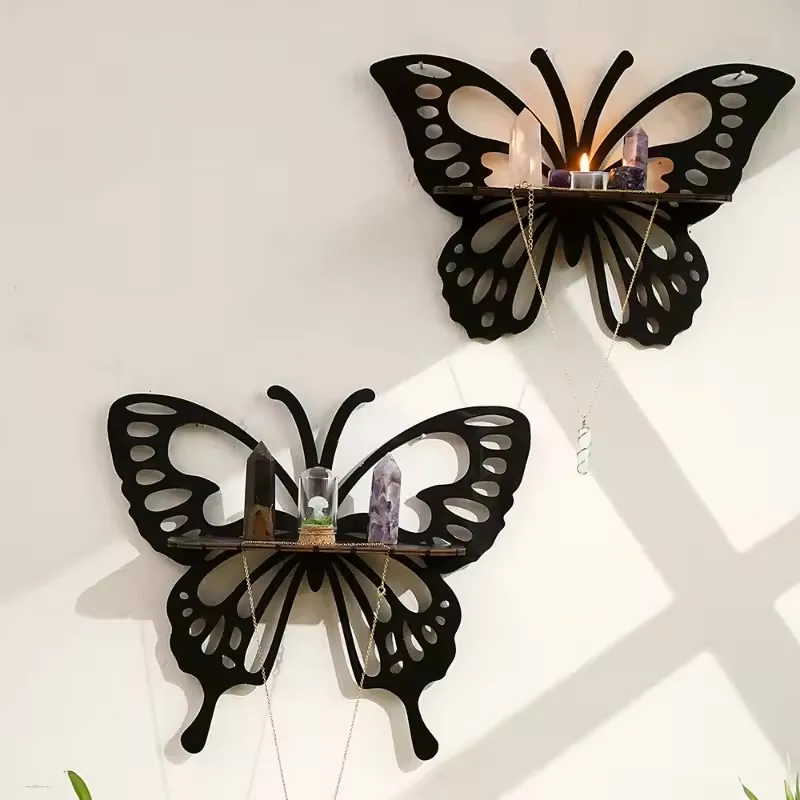 Étagère murale en bois mdf forme de papillon 