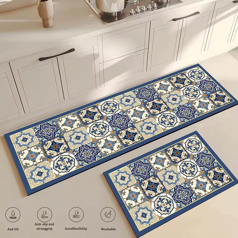 Tapis de cuisine 2 pièces mosaïque grand format 